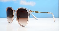 The Ruby oversized round UV400 sunglasses with gold metal temples and gradient lenses