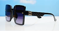 The Romy large square UV400 sunglasses with textured temples and gold detailing