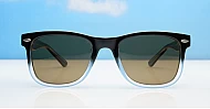 Maui Black wayfarer polarised sunglasses with black gradient frames superdark grey lenses and inner core wire temples