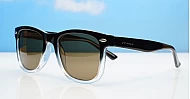 Maui Black wayfarer polarised sunglasses with black gradient frames superdark grey lenses and inner core wire temples