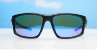  Ironcrest matte black wrap polarised sunglasses coloured mirror lenses mens sport