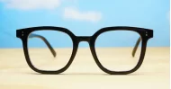 Strong square anti blue light glasses with silver detailing and silver temple pins