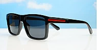 iPOP Outlaw polarised sunglasses in black with red stripe temple detail