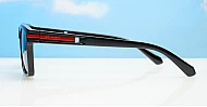iPOP Outlaw polarised sunglasses in black with red stripe temple detail