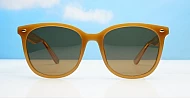 iPOP Kiri large round polarised sunnies in light brown with dark brown lenses and silver pip detail