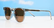 iPOP Arlo polarised vintage grey unisex sunglasses with gold detail and super dark brown lenses