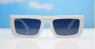 The Clara vintage rectangular flat-top UV400 sunglasses for women in black or white with super dark lenses