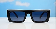 The Clara vintage rectangular flat-top UV400 sunglasses for women in black or white with super dark lenses