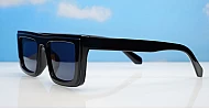 The Clara vintage rectangular flat-top UV400 sunglasses for women in black or white with super dark lenses