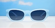 The Matilda retro angular UV400 sunglasses for women in black or blue with super dark lenses