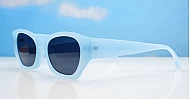 The Matilda retro angular UV400 sunglasses for women in black or blue with super dark lenses