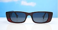 The Etta retro narrow rectangular UV400 sunglasses with super dark lenses