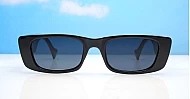 The Etta retro narrow rectangular UV400 sunglasses with super dark lenses