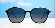 The Disco large round UV400 sunglasses in black with gold detailing and super dark lenses