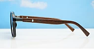 iPOP Slate polarised aviator sunglasses with polished wood temples in black frames
