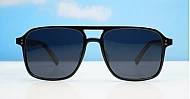 iPOP Slate polarised aviator sunglasses with polished wood temples in black frames