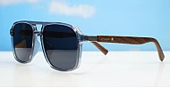 iPOP Slate polarised aviator sunglasses with polished wood temples in black frames