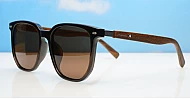 Ari polarised sunglasses black frames wood effect temples dark grey lenses