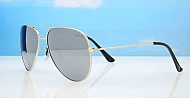 Polarised aviator sunglasses with silver mirror lenses and silver metal frames