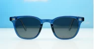 Wilbur Blue small round polarised sunglasses blue frames dark grey smoke lenses