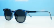 Wilbur Blue small round polarised sunglasses blue frames dark grey smoke lenses