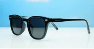 Wilbur Black small round polarised sunglasses silver detailing smoke lenses
