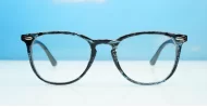 Classic round unisex blue light glasses with silver accents and flexible steel hinges