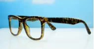 Vintage wayfarer anti blue light glasses with silver pip detailing and wire-core temples