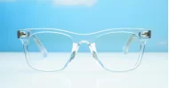 Vintage wayfarer anti blue light glasses with silver pip detailing and wire-core temples