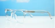 Vintage wayfarer anti blue light glasses with silver pip detailing and wire-core temples