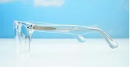 Vintage wayfarer anti blue light glasses with silver pip detailing and wire-core temples