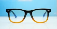 Vintage wayfarer anti blue light glasses with silver pip detailing and wire-core temples