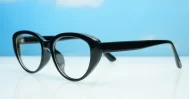 Cat-eye vintage-style anti blue light glasses with silver detailing and steel hinges