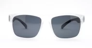 Men's polarised soft curve wrap sunglasses with textured embossed metal temple detailing