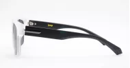 Men's polarised soft curve wrap sunglasses with textured embossed metal temple detailing