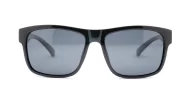 Men's polarised soft curve wrap sunglasses with textured embossed metal temple detailing