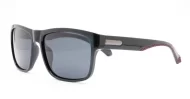 Men's polarised soft curve wrap sunglasses with textured embossed metal temple detailing