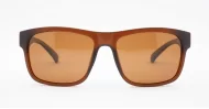 Men's polarised soft curve wrap sunglasses with textured embossed metal temple detailing