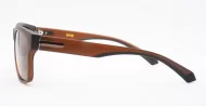 Men's polarised soft curve wrap sunglasses with textured embossed metal temple detailing