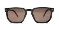 Classic unisex polarised sunglasses with gold accents and faux wood temples