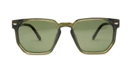 Classic unisex polarised sunglasses with gold accents and faux wood temples