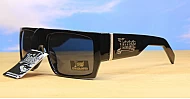 LOCS Hardcore 91010 men's UV400 sunglasses in black with super dark Category 3 lenses