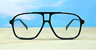 Large aviator blue blocker glasses in black, tortoise or clear with quality steel hinges