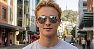 Polarised aviator sunglasses with silver mirror lenses and silver metal frames