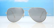 Polarised aviator sunglasses with silver mirror lenses and silver metal frames