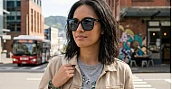 The Indigo large round-square UV400 sunglasses for women with super dark Category 3 lenses
