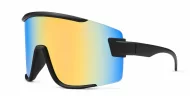Zest retro sports sunglasses with matte black frames and bold mirror lenses