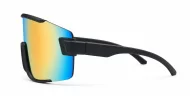 Zest retro sports sunglasses with matte black frames and bold mirror lenses