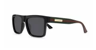 Dusk polarised sunglasses with striped temples and metal inlays