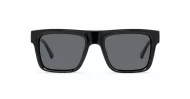 Dusk polarised sunglasses with striped temples and metal inlays